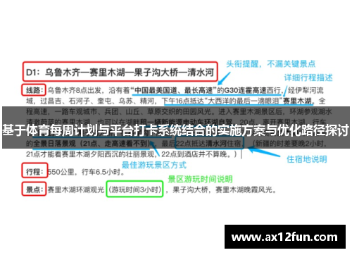 基于体育每周计划与平台打卡系统结合的实施方案与优化路径探讨