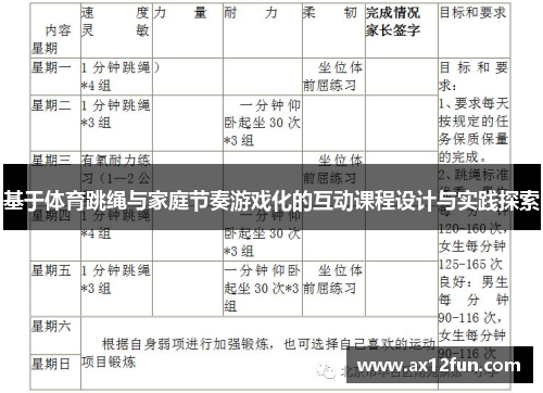 基于体育跳绳与家庭节奏游戏化的互动课程设计与实践探索